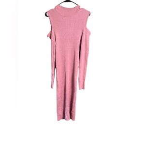 3X pink sweater dress cold shoulder long sleeve